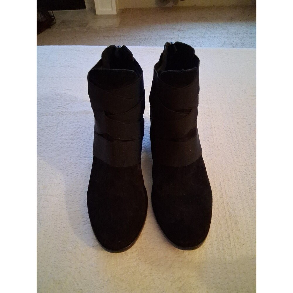 EILEEN FISHER WILLIS BLACK SUEDE BACK ZIPPER BLOCKED HEEL ANKLE BOOTS SIZE 8